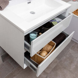 Plum&clay Luna White Wall Hung Vanity Unit & Basin Set (W)600mm (H)510mm - thumbnail 3