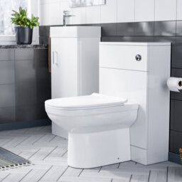 Nes Home 400mm White Floor Standing Vanity Cabinet, Back To Wall Toilet & Wc Unit - thumbnail 3