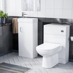 Nes Home 400mm White Floor Standing Vanity Cabinet, Back To Wall Toilet & Wc Unit
