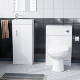 Nes Home 400mm White Floor Standing Vanity Cabinet, Back To Wall Toilet & Wc Unit - thumbnail 2