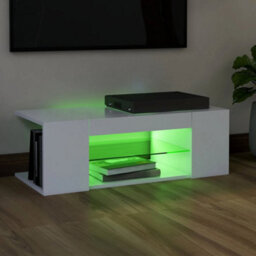 Vidaxl Tv Cabinet With Led Lights White 90X39X30 Cm - thumbnail 5