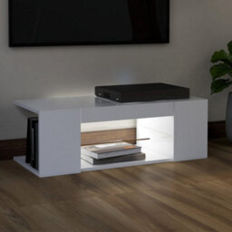 Vidaxl Tv Cabinet With Led Lights White 90X39X30 Cm - thumbnail 4