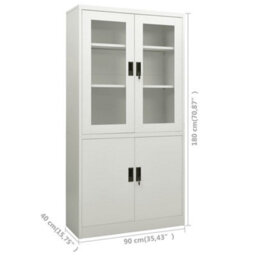 Berkfield Office Cabinet Light Grey 90X40X180 Cm Steel - thumbnail 8