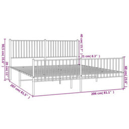Berkfield Metal Bed Frame With Headboard And Footboard White 200X200 Cm - thumbnail 9
