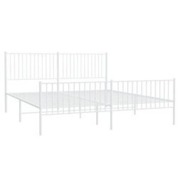 Berkfield Metal Bed Frame With Headboard And Footboard White 200X200 Cm - thumbnail 4