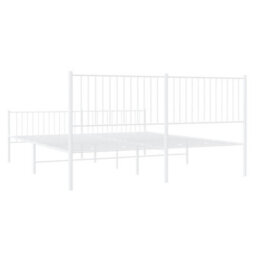 Berkfield Metal Bed Frame With Headboard And Footboard White 200X200 Cm - thumbnail 7