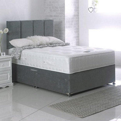 Divan Base Direct Dura Beds Tencel 1000 Pocket Sprung Divan Bed Set 4Ft6 Double 4 Drawers Continental- Wool Steel - image 1
