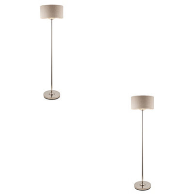 Loops Sophisticated 2 Pack Of 1500mm Tall Floor Lamps With Brushed Chrome And Natural Linen Shade - image 1