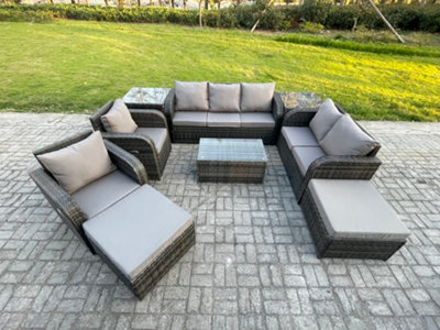 Fimous Patio Garden Furniture Set Wicker 9 Seater Outdoor Rattan Furniture Sofa Sets With Rectangular Coffee Table - image 1