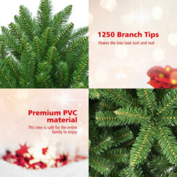 Costway 6Ft Unlit Spruce Christmas Tree 180 Cm Full Hinged Xmas Tree W/ Metal Stand - thumbnail 8