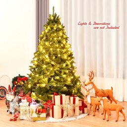 Costway 6Ft Unlit Spruce Christmas Tree 180 Cm Full Hinged Xmas Tree W/ Metal Stand - thumbnail 9