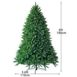Costway 6Ft Unlit Spruce Christmas Tree 180 Cm Full Hinged Xmas Tree W/ Metal Stand - thumbnail 2
