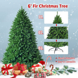 Costway 6Ft Unlit Spruce Christmas Tree 180 Cm Full Hinged Xmas Tree W/ Metal Stand - thumbnail 6