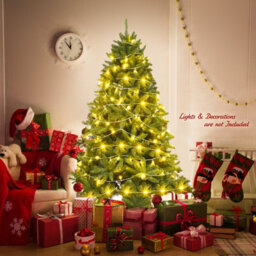 Costway 6Ft Unlit Spruce Christmas Tree 180 Cm Full Hinged Xmas Tree W/ Metal Stand - thumbnail 5