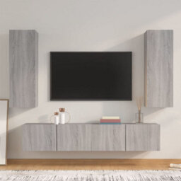 Berkfield 4 Piece Tv Cabinet Set Grey Sonoma Engineered Wood - thumbnail 1