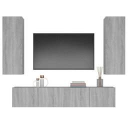 Berkfield 4 Piece Tv Cabinet Set Grey Sonoma Engineered Wood - thumbnail 4