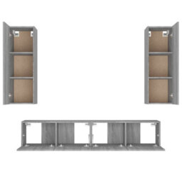 Berkfield 4 Piece Tv Cabinet Set Grey Sonoma Engineered Wood - thumbnail 6