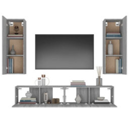 Berkfield 4 Piece Tv Cabinet Set Grey Sonoma Engineered Wood - thumbnail 5