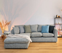 Abakus Direct Lucas Textured Stone Grey Left Facing Corner Sofa Modern Comfort & Stylish Design - thumbnail 1