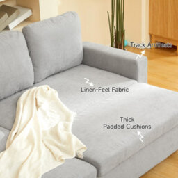 Homcom Pull Out Sofa Bed L Shape Corner Sofa W/ Reversible Chaise Light Grey - thumbnail 7