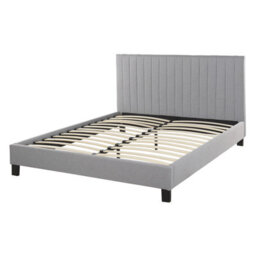 Beliani Bed Fabric Poitiers 140 X 200 Cm (Eu Double) Light Grey - thumbnail 6