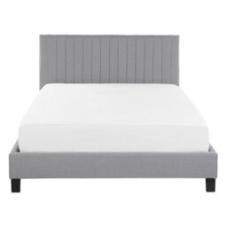 Beliani Bed Fabric Poitiers 140 X 200 Cm (Eu Double) Light Grey - thumbnail 4