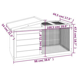 Berkfield Rustic Rabbit Hutch Brown 100.5X54X55 Cm Solid Wood Pine - thumbnail 7
