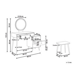 Beliani Glam Design Dressing Table Black And Gold Mdf, 6 Drawers, Led Mirror, Stool - thumbnail 4
