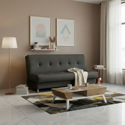 Enduro Iii Sofa Bed For Living Room Polyurethane Foam Wave Spring Wooden Frame Click Clack 193X90X85Cm Graphite - image 1