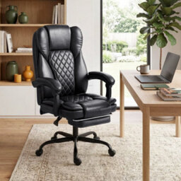 Black Home Office Chair Reclining Function Computer Desk Chair - thumbnail 4