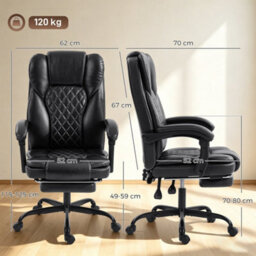 Black Home Office Chair Reclining Function Computer Desk Chair - thumbnail 2