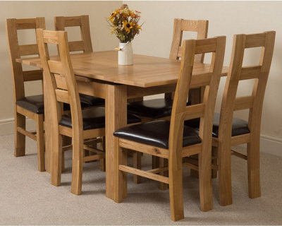 That's Furniture Richmond 90Cm - 150Cm Square Oak Extending Dining Table And 6 Chairs Dining Set With Yale Chairs - image 1