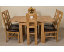 That's Furniture Richmond 90Cm - 150Cm Square Oak Extending Dining Table And 6 Chairs Dining Set With Yale Chairs - thumbnail 2