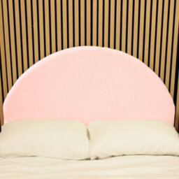 "Urban Textures - Lunara Luxury 26"" High Velvet Fabric Upholstered Round Headboard - Pink"
