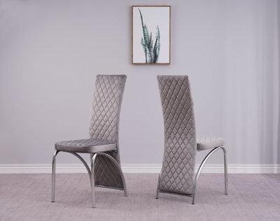 Modernique Irine Grey Velvet Dining Chairs Set Of 4, High Back Chairs With Chrome Frame In Grey - image 1