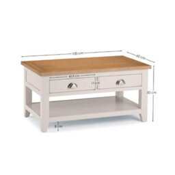 Oakham Kensington Coffee Table With 2 Drawers In Elephant Grey And Euro Oak - thumbnail 4