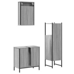 Berkfield 3 Piece Bathroom Furniture Set Grey Sonoma Engineered Wood - thumbnail 8
