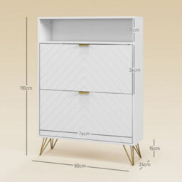 Homcom Narrow Shoe Storage Cabinet With 2 Flip Drawers For 12 Pairs Of Shoes - thumbnail 3
