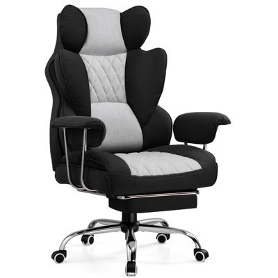 Gtplayer Gaming Chair, Executive Office Desk Chair With Footrest Ergonomic Heavy Duty Lumbar Support Computer Chairs, Black Grey - image 1