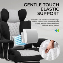 Gtplayer Gaming Chair, Executive Office Desk Chair With Footrest Ergonomic Heavy Duty Lumbar Support Computer Chairs, Black Grey - thumbnail 3