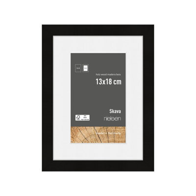 Nielsen Skava 13 X 18Cm Black Wooden Picture Frame With 9X13Cm Mount, Float Glass And Push/turn Clips - image 1