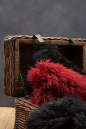 Orsina Bosie Mongolian Fur Black Round Cushion - thumbnail 5