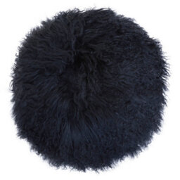 Orsina Bosie Mongolian Fur Black Round Cushion - thumbnail 1