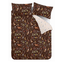 Catherine Lansfield Enchanted Twilight Animals Reversible King Duvet Cover Set With Pillowcases Chocolate - thumbnail 5