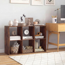 Bookshelf Modern Cubby Bookcase With Back Guardrail 6-Cube - thumbnail 6