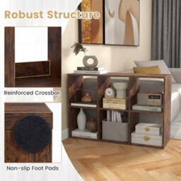 Bookshelf Modern Cubby Bookcase With Back Guardrail 6-Cube - thumbnail 5