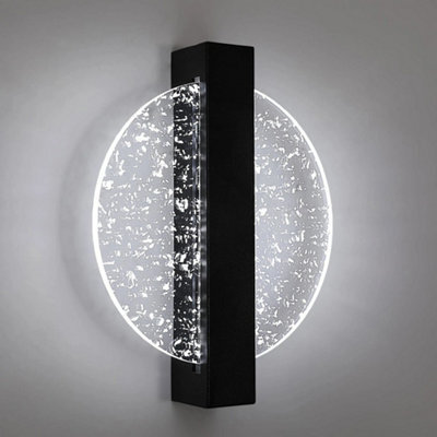 Indoor Led Wall Lamp 6000K Acrylic Wall Light Black Round Hallway Living Room - image 1