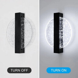 Indoor Led Wall Lamp 6000K Acrylic Wall Light Black Round Hallway Living Room - thumbnail 4