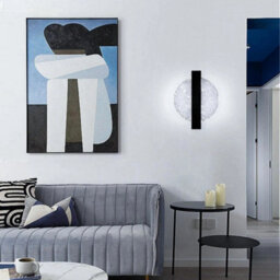 Indoor Led Wall Lamp 6000K Acrylic Wall Light Black Round Hallway Living Room - thumbnail 7