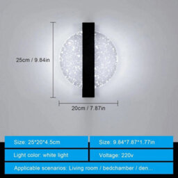 Indoor Led Wall Lamp 6000K Acrylic Wall Light Black Round Hallway Living Room - thumbnail 2